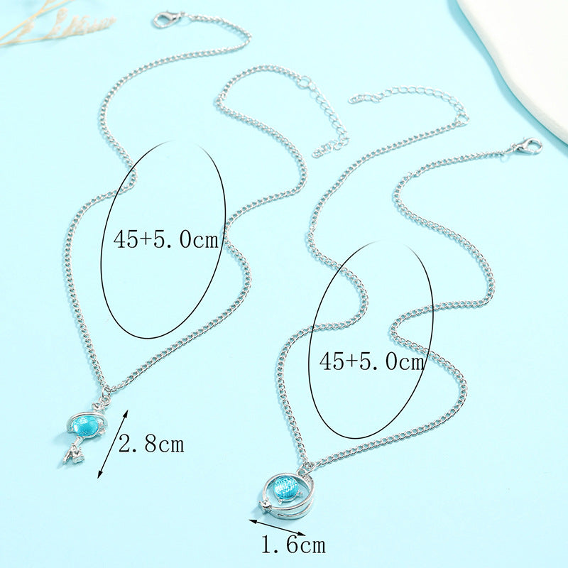 Wholesale Blue diamond clavicle necklace set