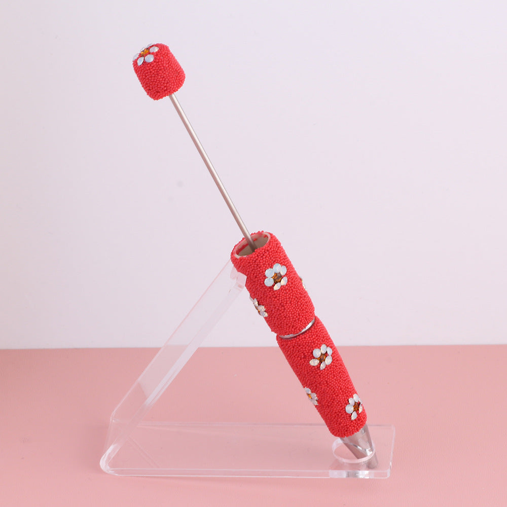 Wholesale  new creative diy beads daisy beaded pen multicolor ballpoint pen color cute cartoon pearl pen