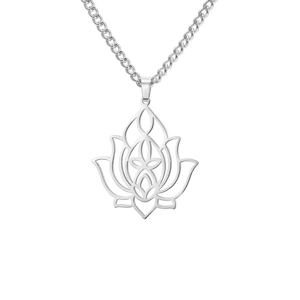 Wholesale Fashion Hollow Lotus Moon Stainless Steel Women's Necklace