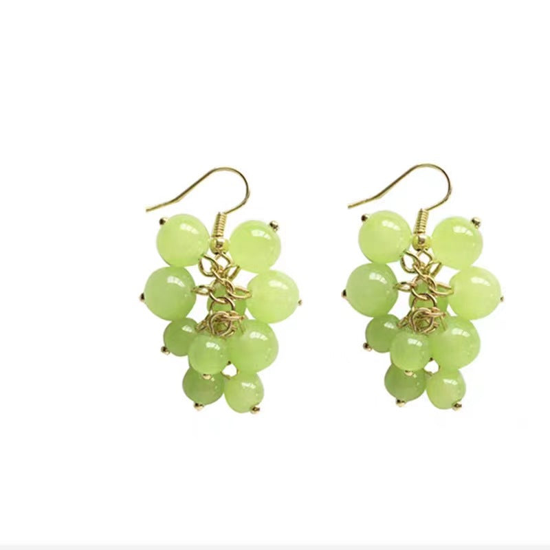 Wholesale Super cute and watery green grape earrings
