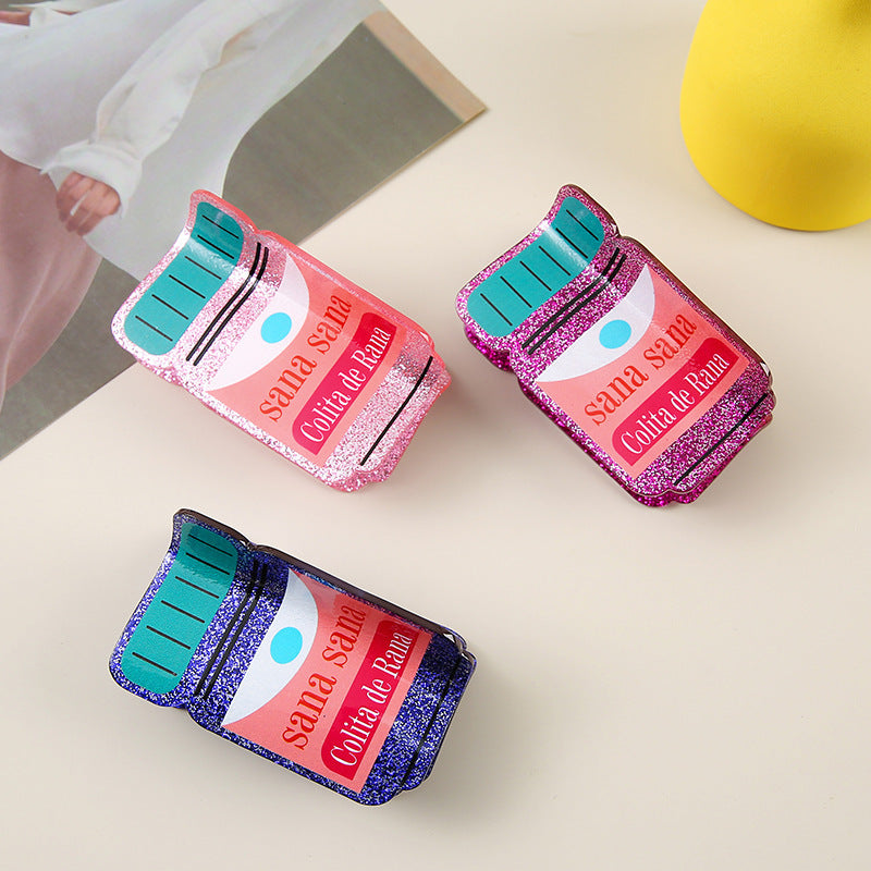 Wholesale Acrylic Pill Shaped Hair Claw Clip Pink Green Medicine Hair Accessory Trendy Everyday Styling Gift