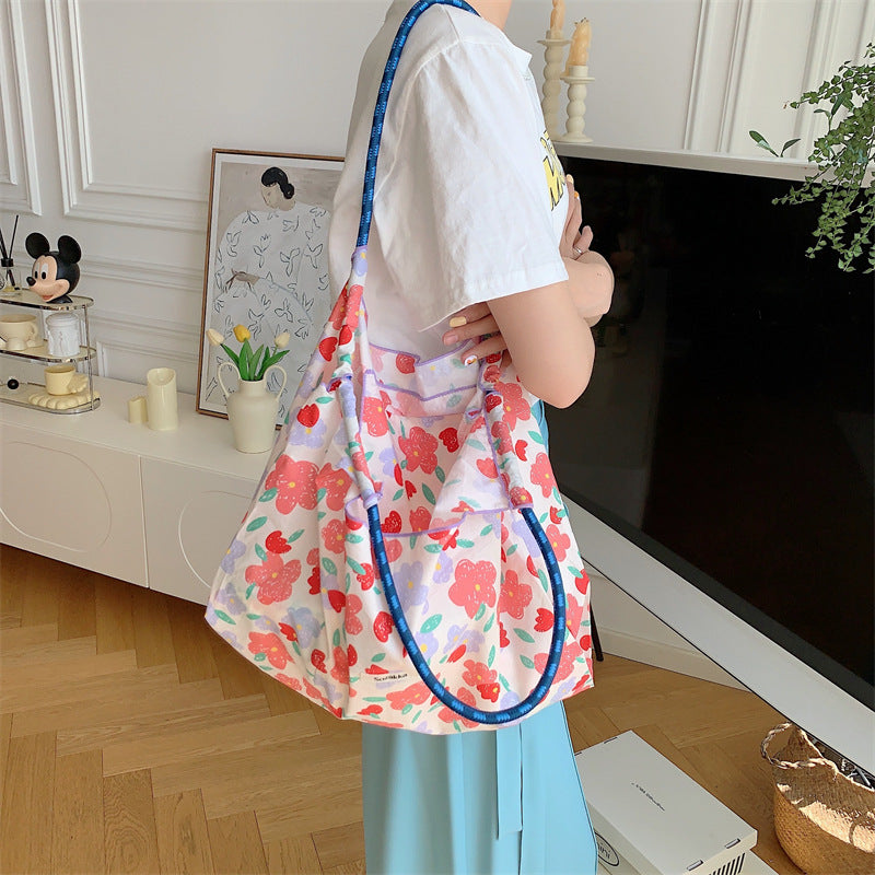 Wholesale Large Capacity Cotton Floral Handbag Shoulder Bag