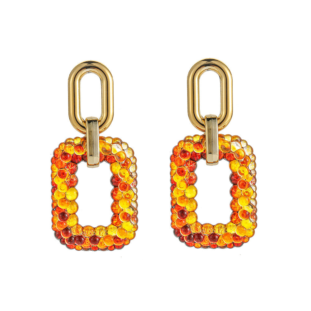 Wholesale Leopard Print Chain Plastic Long Earrings