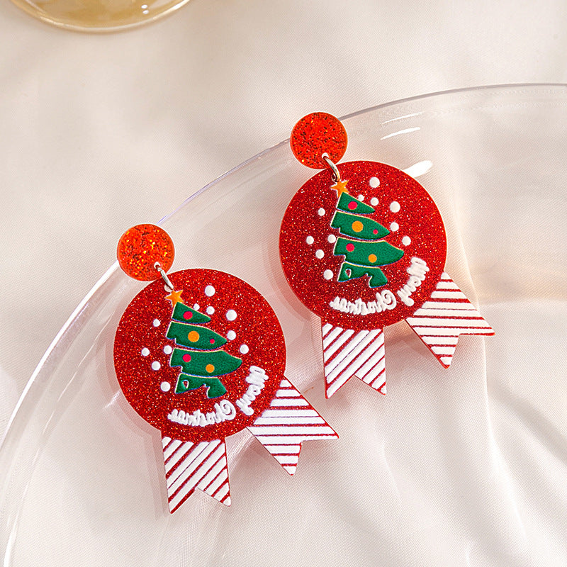 Wholesale Christmas Snowman Gingerbread Acrylic Santa Claus Christmas Tree Cartoon Earrings