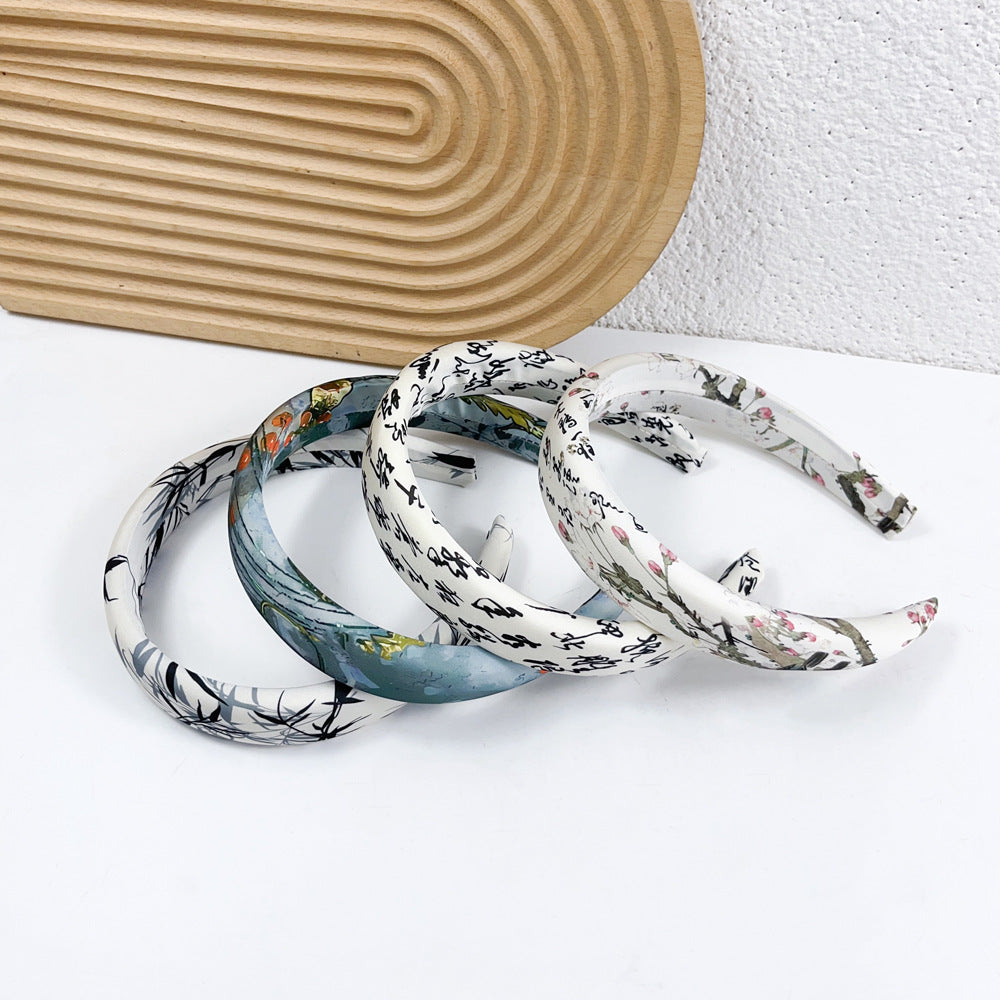 Wholesale Letter Ink Printing Wide Edge Fabric Headband