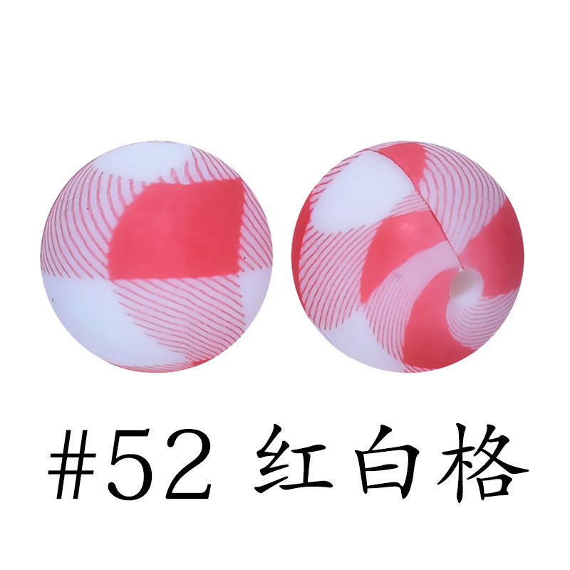 Wholesale 50pcs 16mm Print Silicone Beads Colorful Silicone Water Transfer Beads