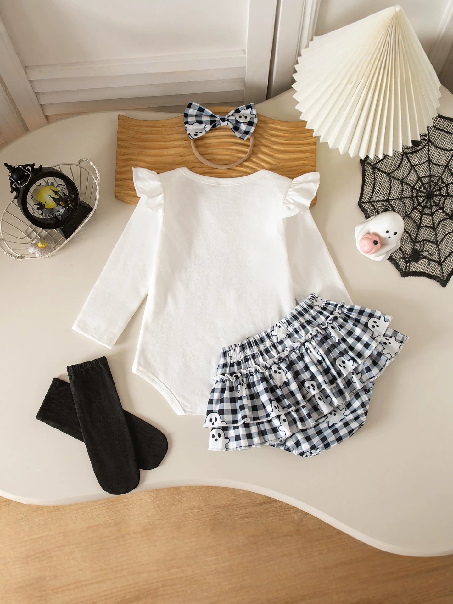 Wholesale  3 Piece Outfit Set Long Sleeve Pumpkin Bat Pattern Romper With Pants And Headband Cute Party Outfit For Ages 1 3