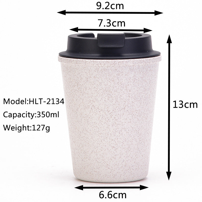 Wholesale Double Layer Water Cup Portable Mini Wheat Straw Coffee Cup