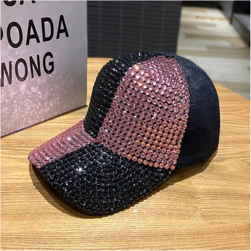 Wholesale Cotton Two-color Patchwork Diamond Studded Baseball Caps