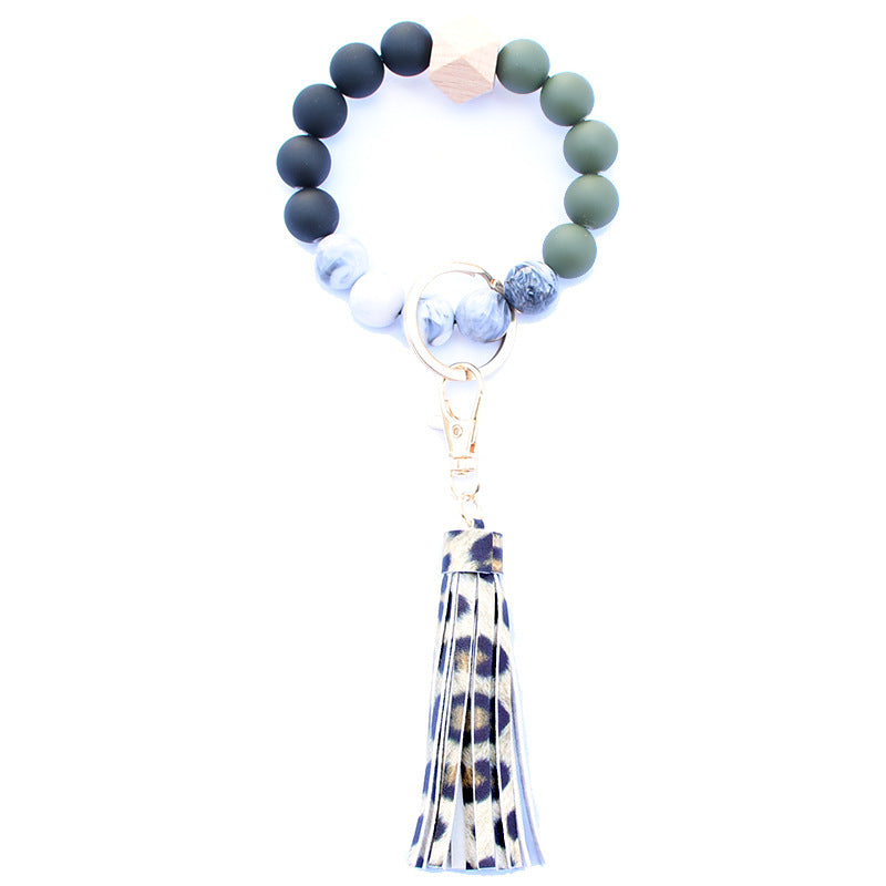 Wholesale Acrylic Beads Wooden Beads PU Tassel Bracelet Keychain