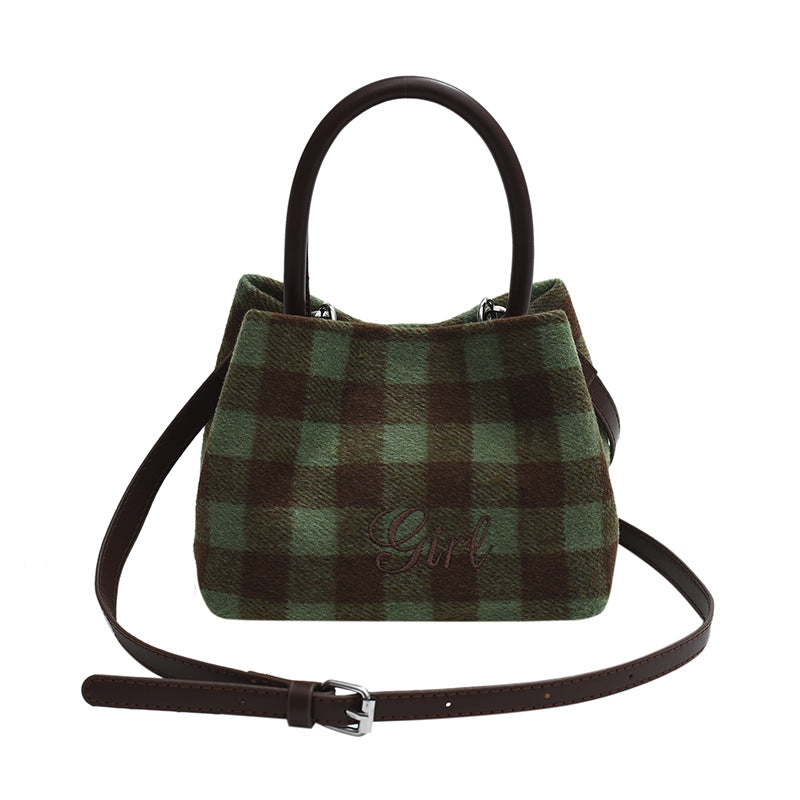 Wholesale Winter PU Plaid Handbag Shoulder Bag