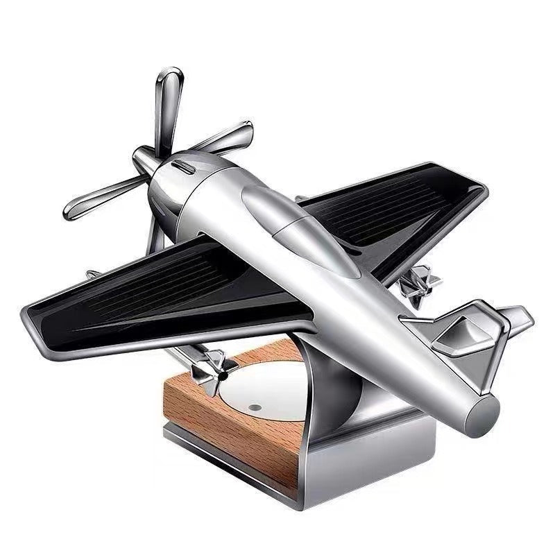 Wholesale Creative Aluminum Alloy Solar Aircraft Car with Perfume Ornament