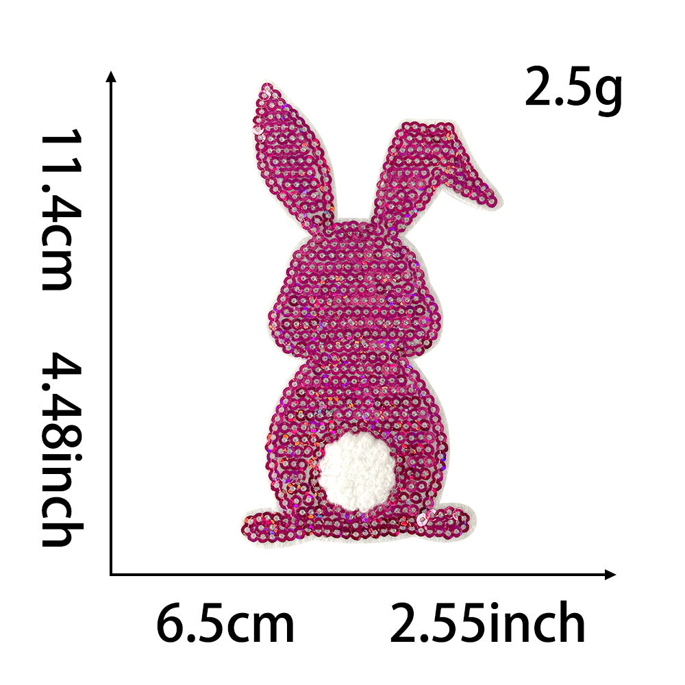 Wholesale Boutique Easter Rabbit Embroidered Iron On Patch With Hot Melt Glue For Coat DIY Accessory