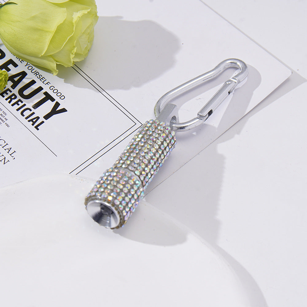 Wholesale Rhinestone Mini LED Flashlight Carabiner Flashlight Keychain