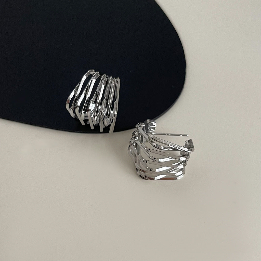 Wholesale Retro geometric metallic irregular earrings