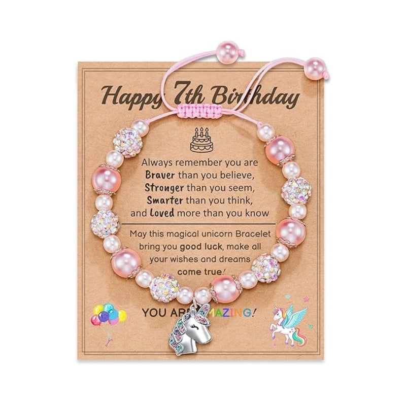 Wholesale Knitted pearl adjustable salamander unicorn pendant bracelet