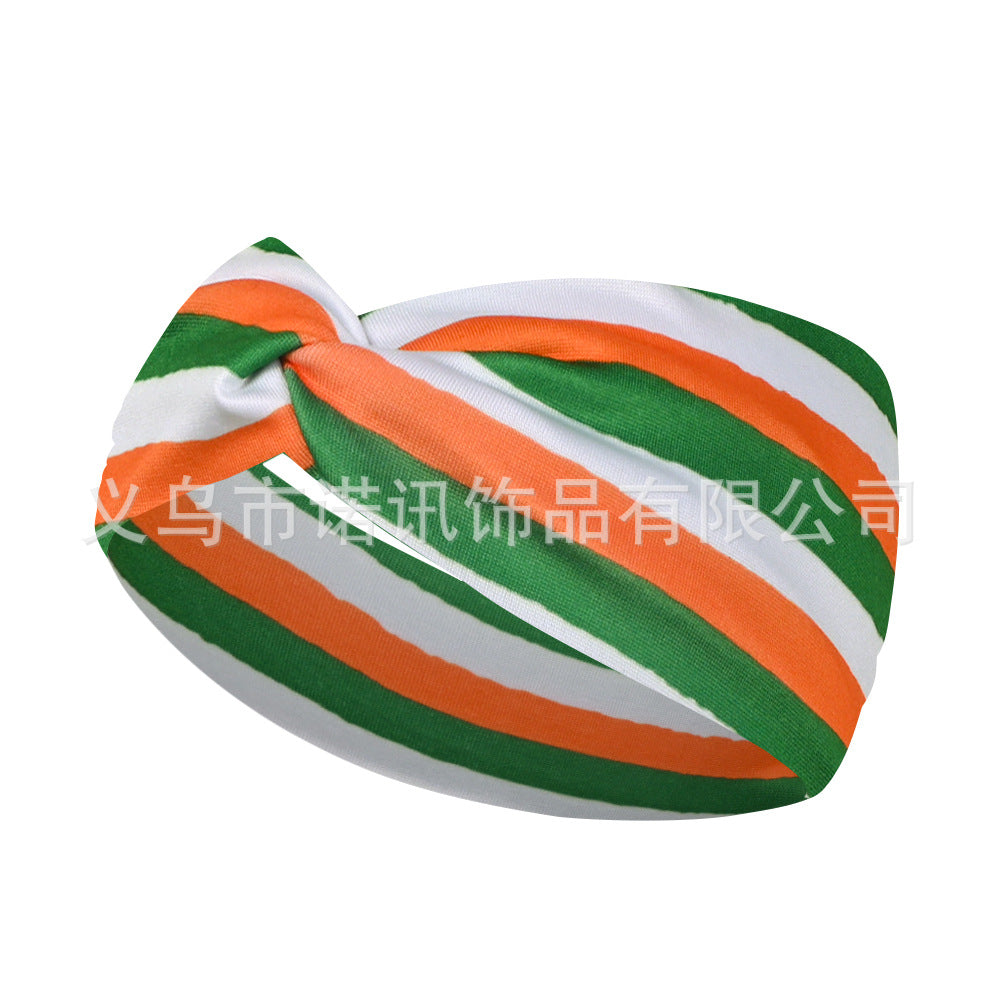 Wholesale St.  Patrick' s printed clover wide edge elastic headband