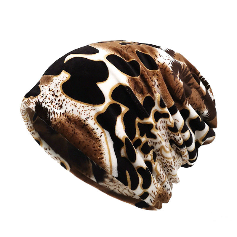 Wholesale Winter Leopard Print Hat Neck Cover Short Plush Double Layer Neck Scarf Hood