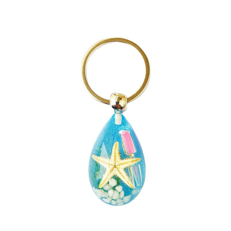 Wholesale 6pcs Creative Starfish Hourglass Keychain
