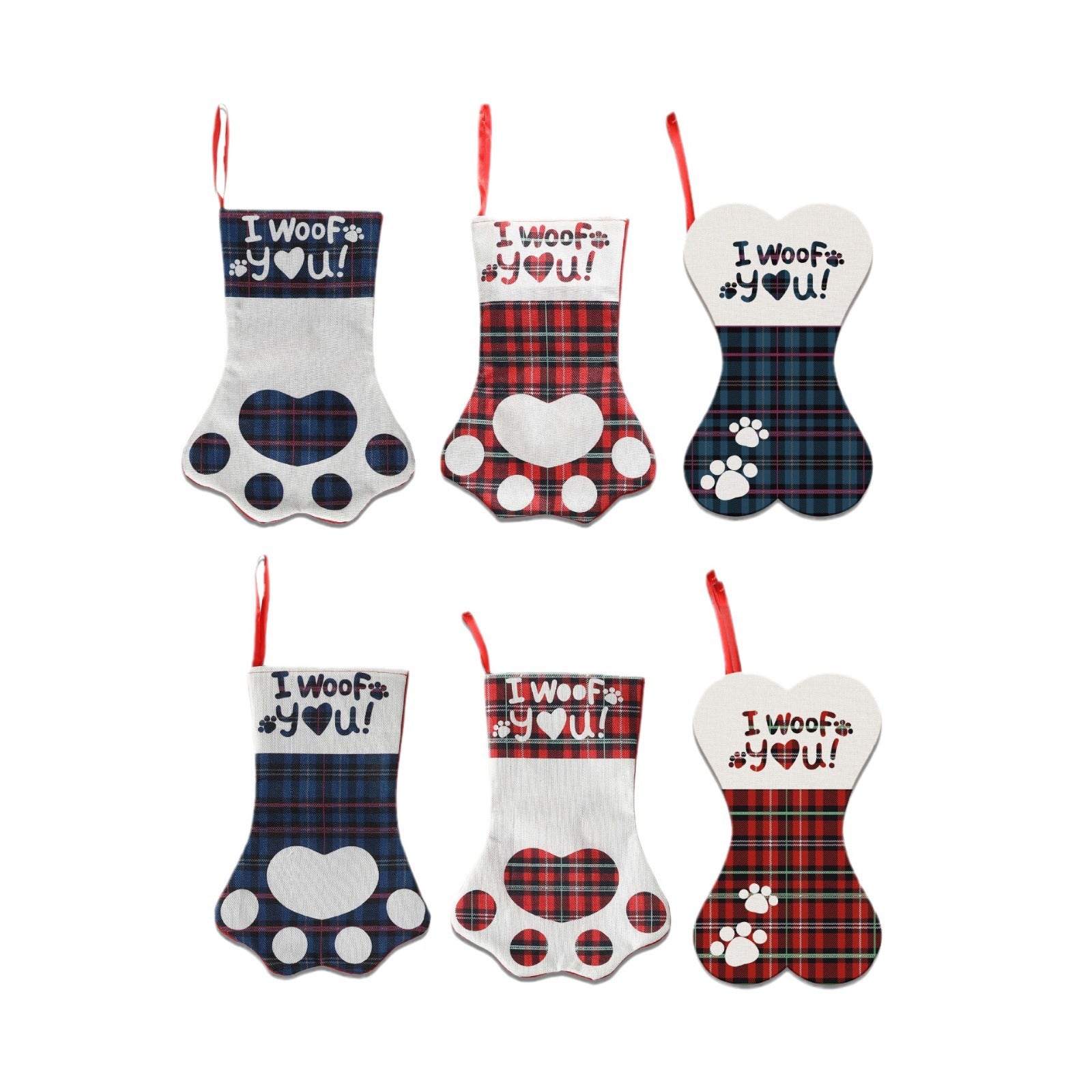 Wholesale M10PCS/PACK Christmas Stockings Creative Print Pet Dog Cat Paw Print Home Decorations