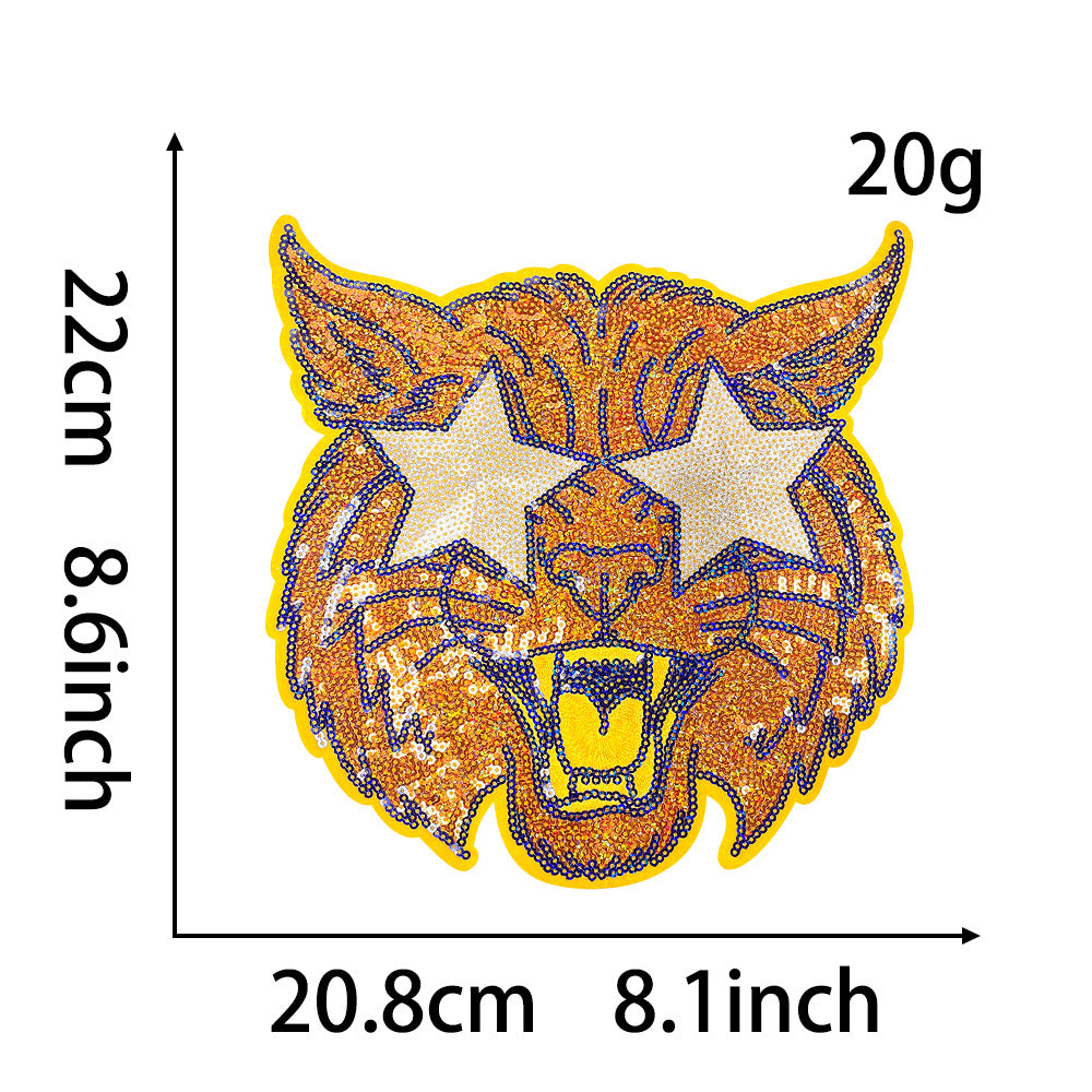 Wholesale Rock Star Sequin Beast Head Embroidered Patch DIY Fashion Accessory For ets Jeans Bags Boutique Gift