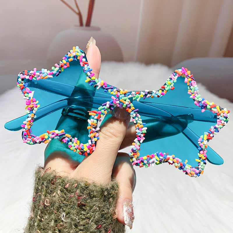 Wholesale Five-pointed Star Diamond Frameless Fashion Personality Photo Sunglasses