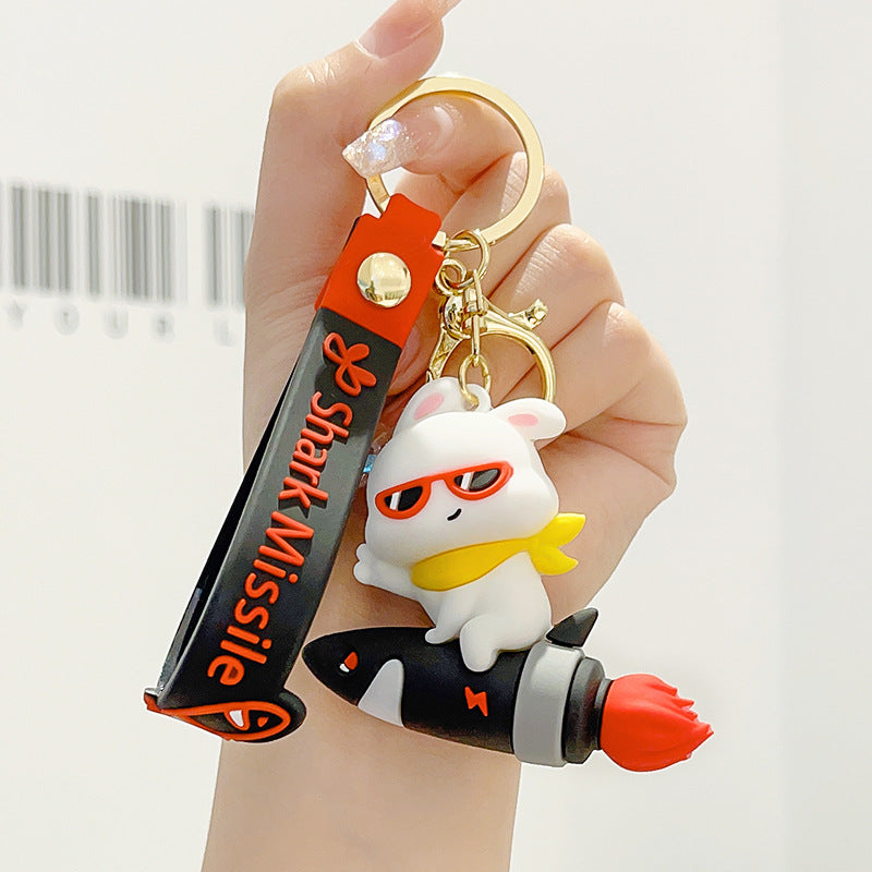Wholesale PVC Holy Shark Missile Rabbit Keychain
