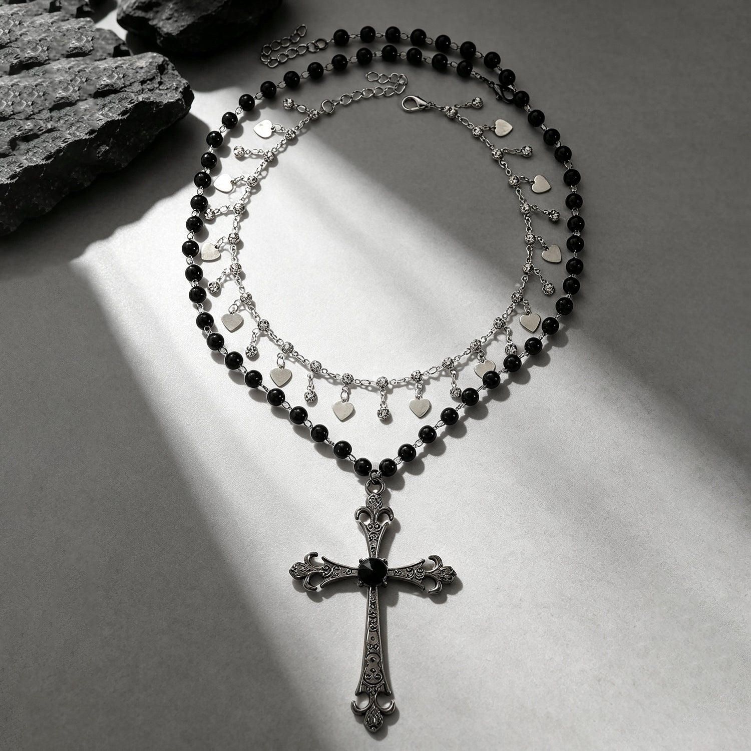 Wholesale Zinc Alloy Gothic Cross Pendant Necklace Punk  Design Electroplated Finish Fashion Jewelry Gift For Women