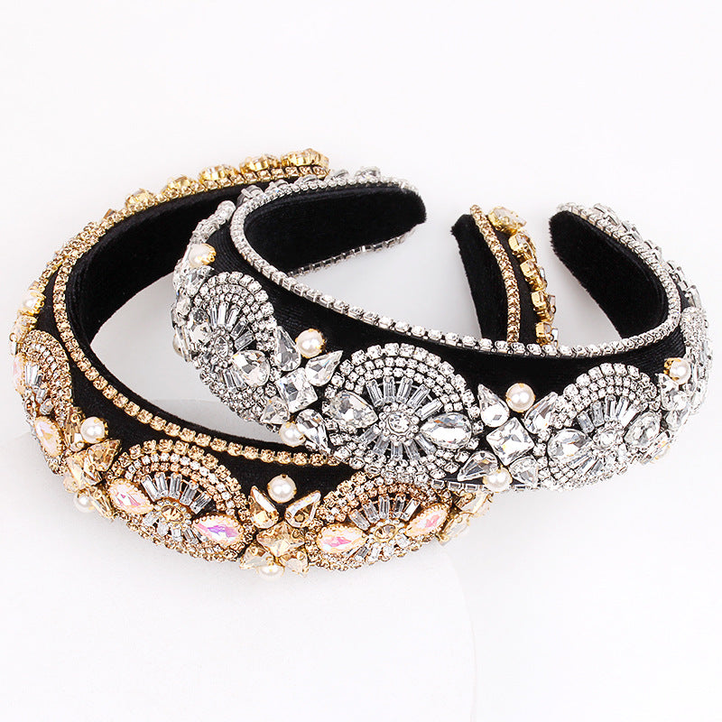 Wholesale New Vintage Crystal Rhinestone Sponge Headband