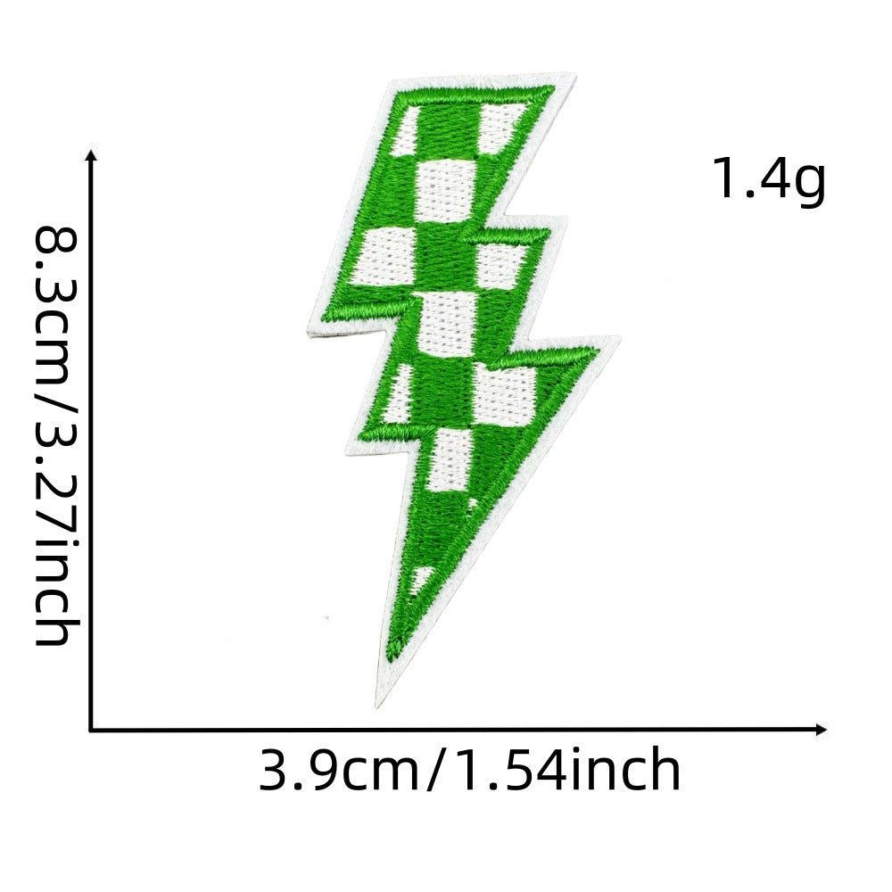 Wholesale  Colorful Lightning Plaid Pattern Embroidery Cloth  DIY Patches