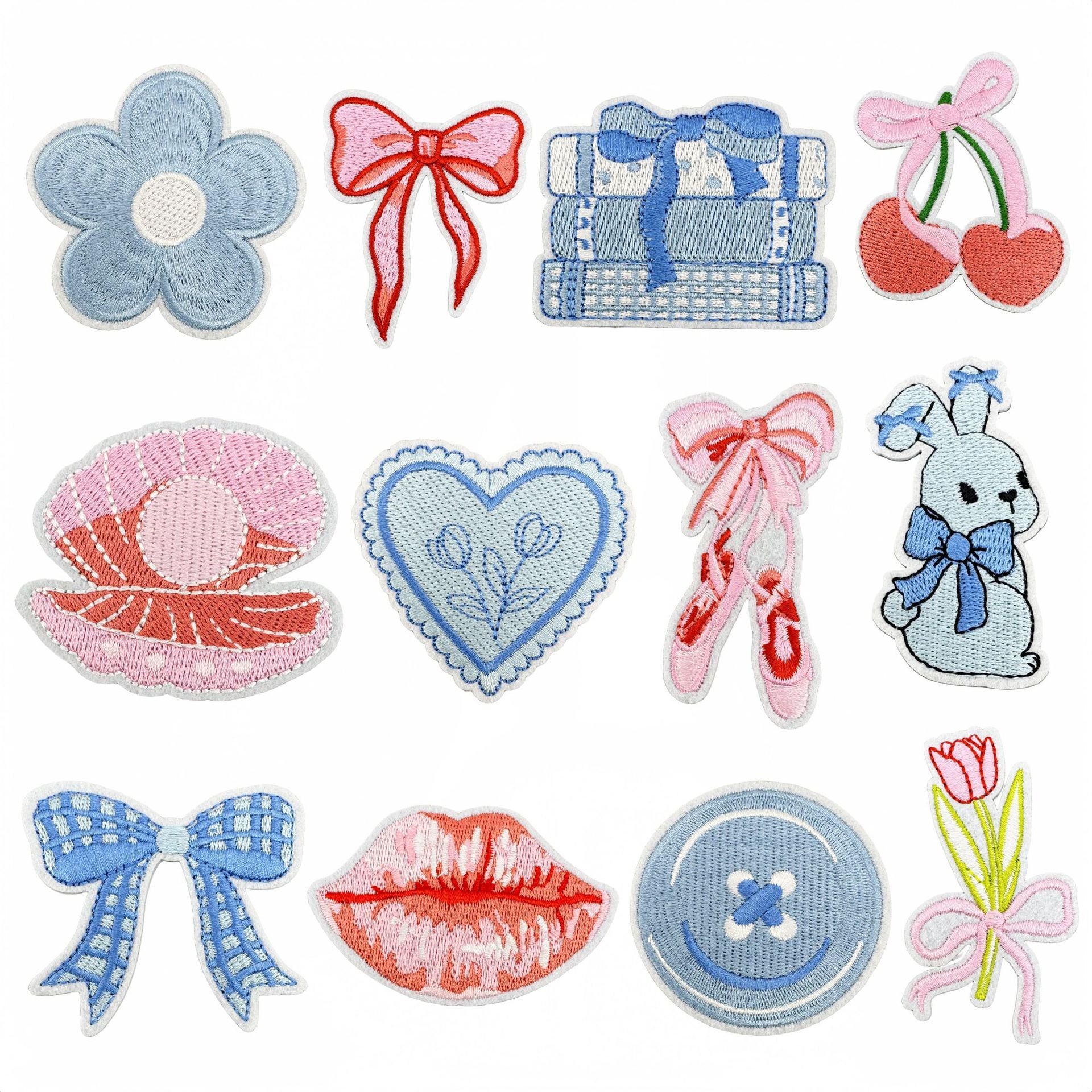 Wholesale Trendy Blue Cartoon Candy Embroidered Patch Applique For Clothing DIY Decorative Accent Resale