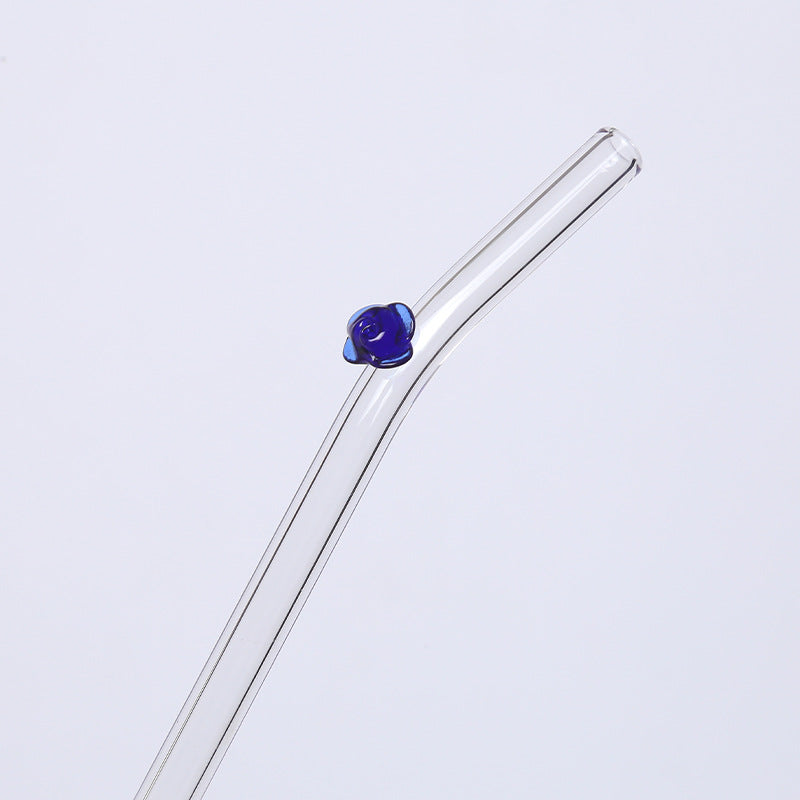 Wholesale Colorful Heart Flower Glass Straws