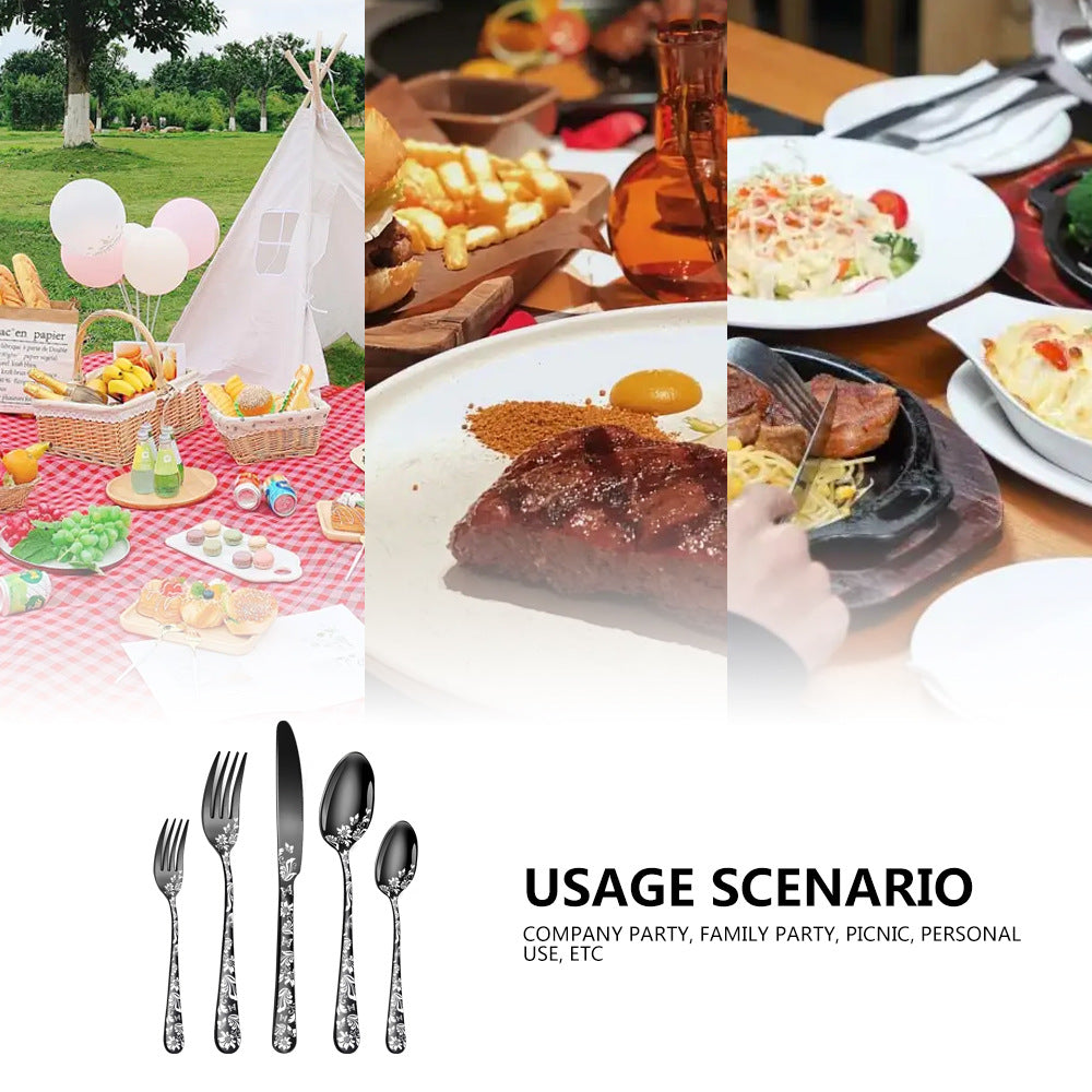 Wholesale Patterned Stainless Steel Tableware Sets