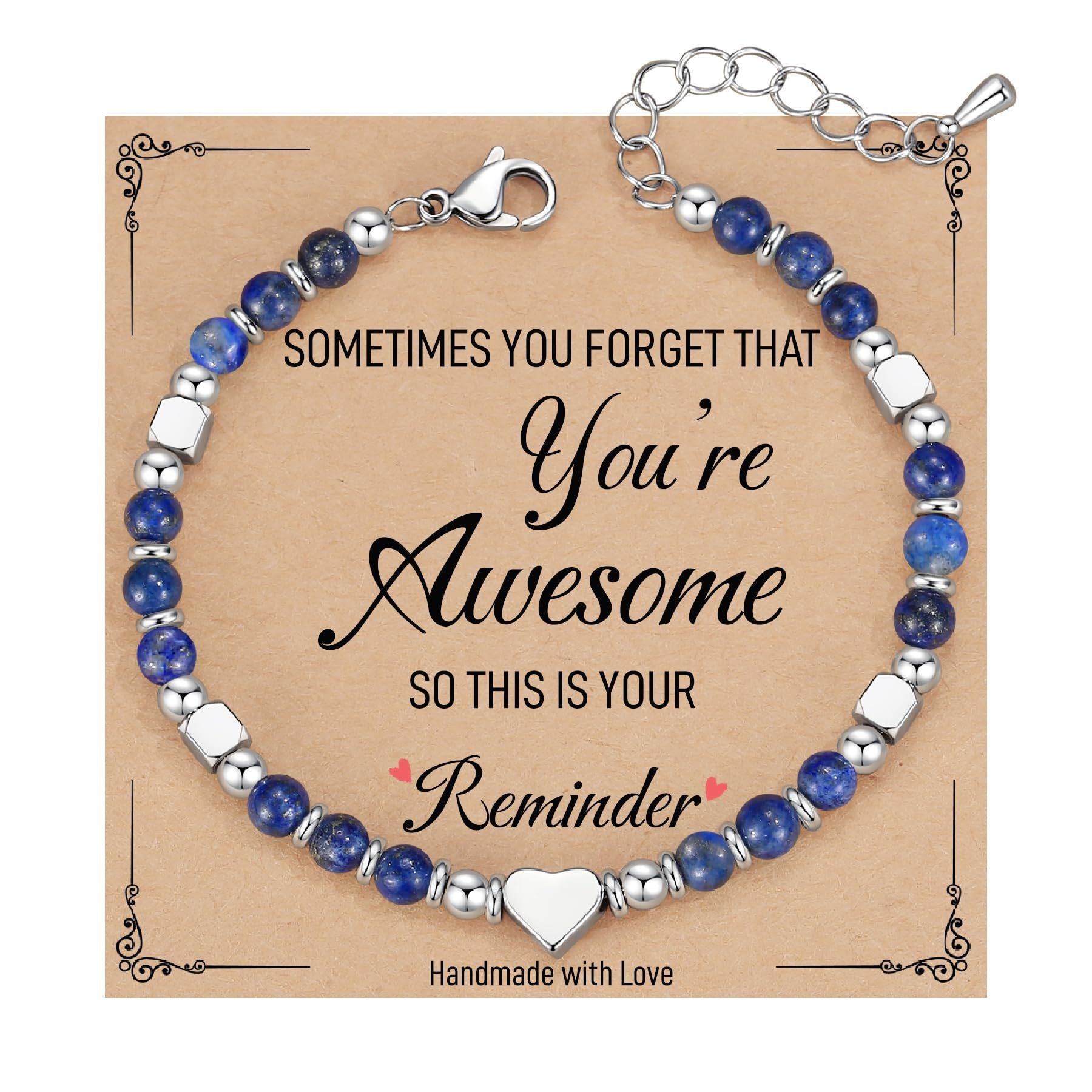 Wholesale  Natural Stone Crystal Peach Heart Colorfuled Beaded Stainless steel Bracelet