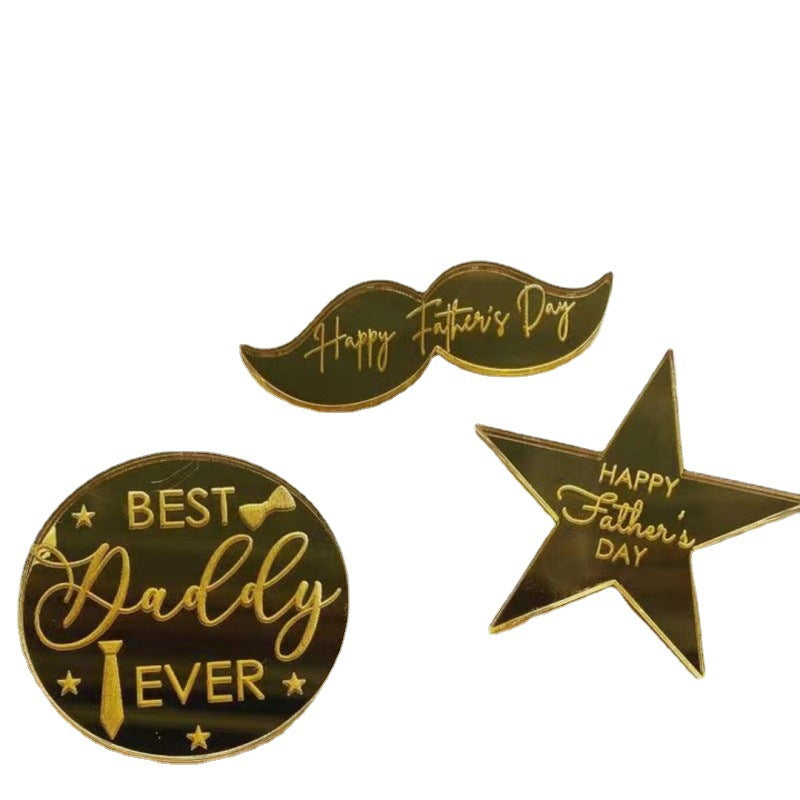 Wholesale 10PCS/PACK Father's Day Happy Acrylic Cake Card Decoration