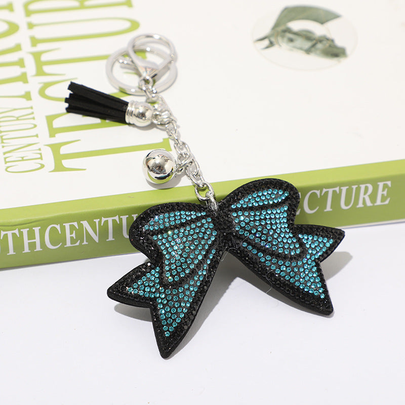 Wholesale 12pcs creative bow rhinestone keychain cute rhinestone bag tassel pendant