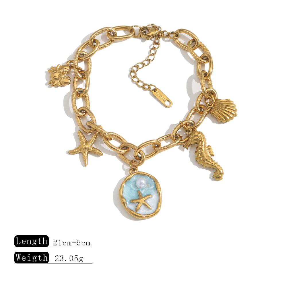 Wholesale Pearl Starfish Moon Cross Pendant Jewelry Bracelet