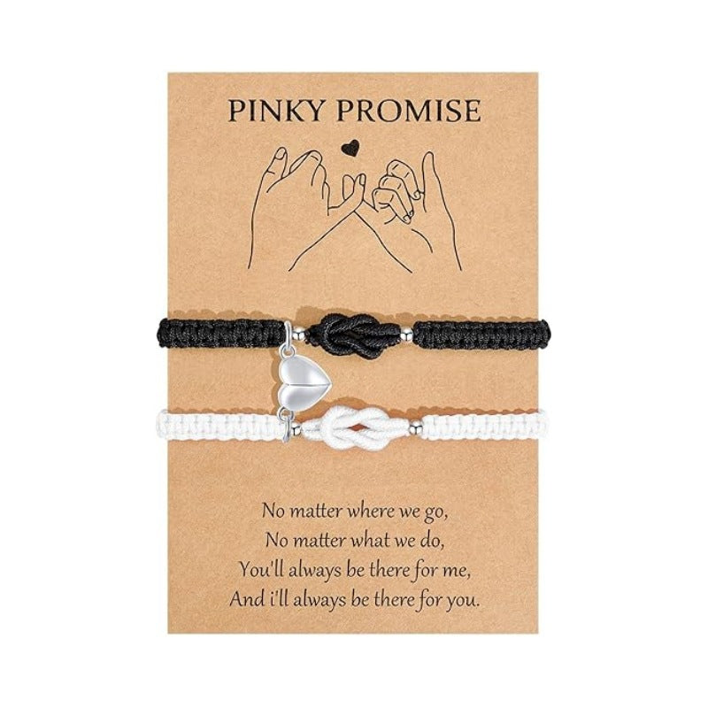 Wholesale Hand woven black and white Mobius ring adjustable bracelet