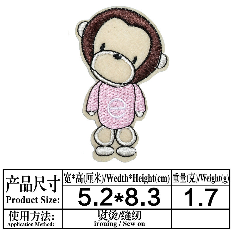 Wholesale Green caterpillar embroidered round-faced monkey and bee patch  OLY Exclusive