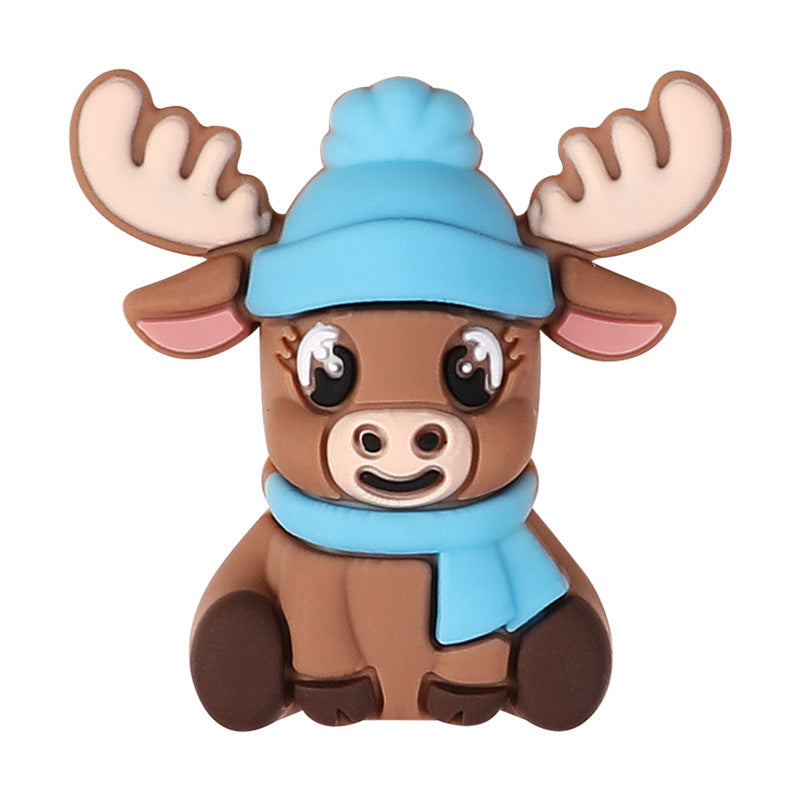 Wholesale 20pcs Blue Christmas 3D Silicone Beads