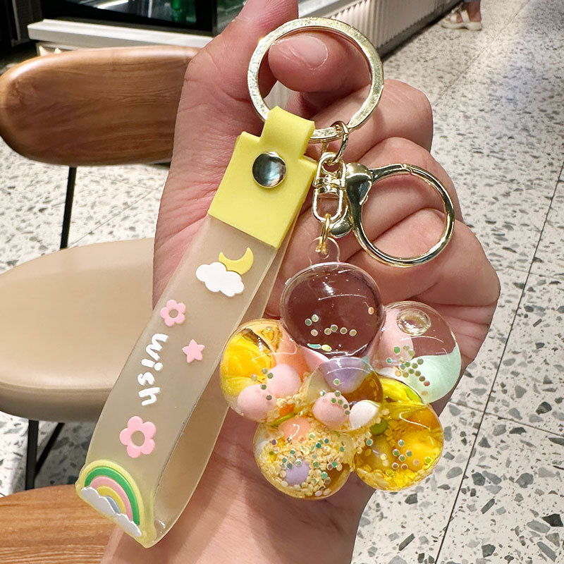 Wholesale Oil Drift Bottle Sunflower Acrylic Keychain