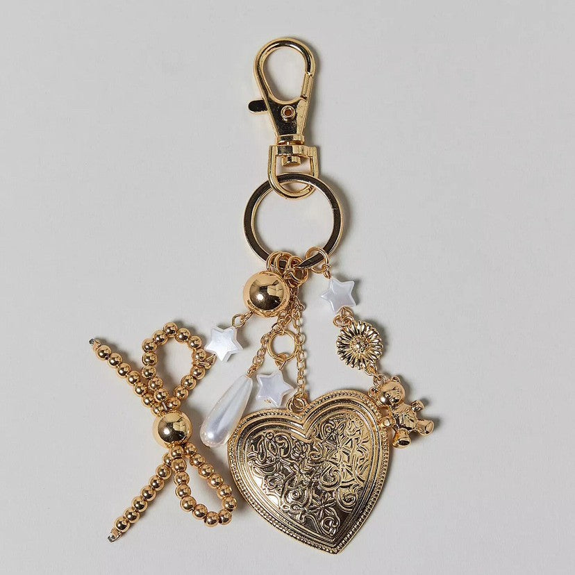Wholesale Devil' s Eye Metal Geometric Heart Pendant Woven Keychain