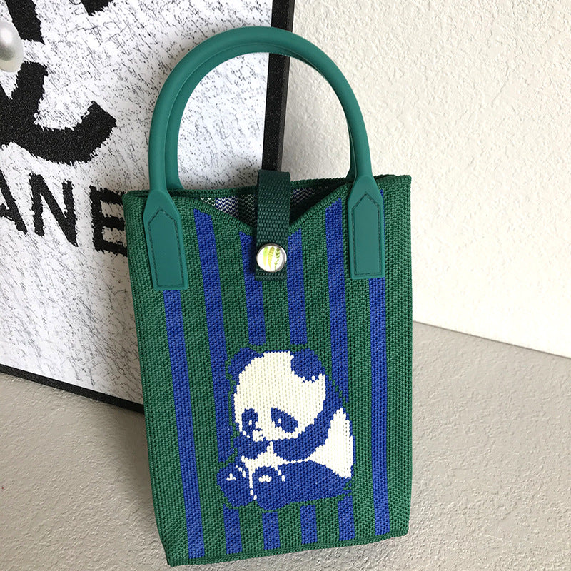 Wholesale Panda Shoulder Crossbody Hand-held Knitted Bag