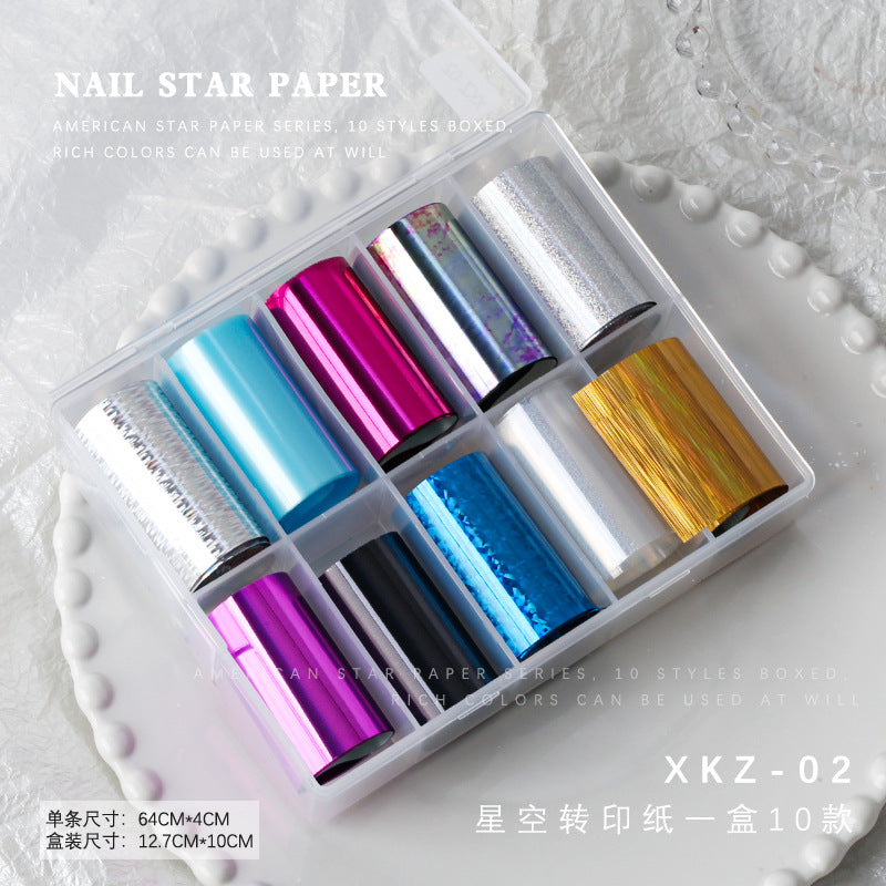 Wholesale Snow mowing nail art transfer paper gentle temperament gentle fairy hand-painted flower nail accessories starry sky transfer paper