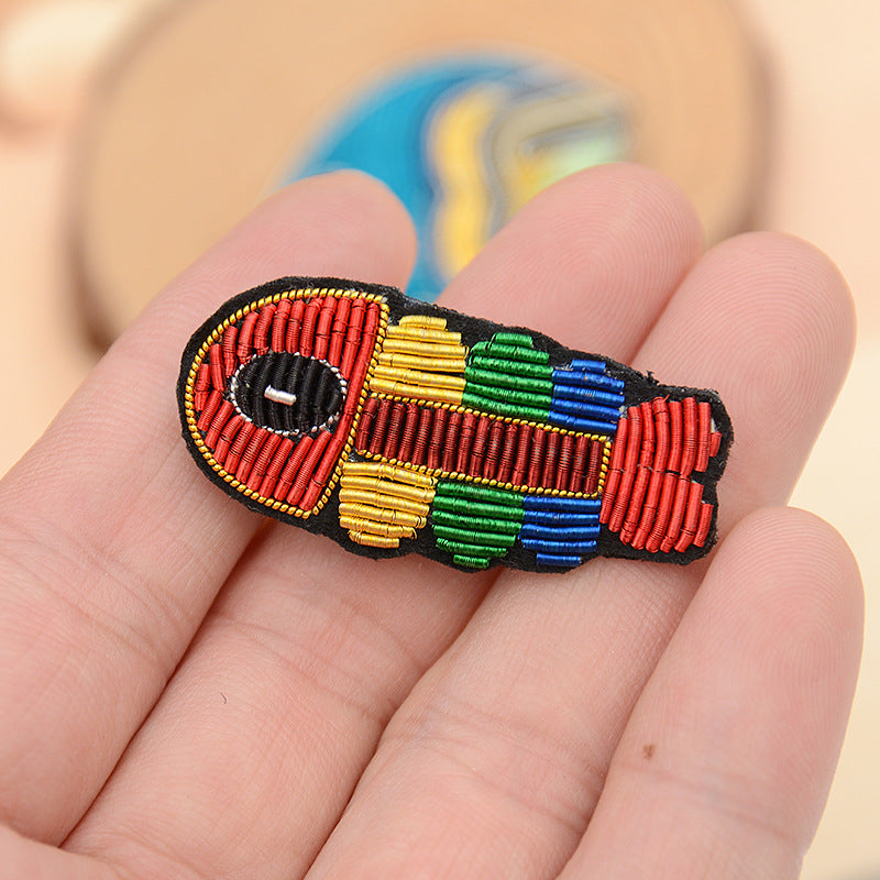 Wholesale DIY Hand Embroidered Indian Silk Cloth Patches Tropical Fish Hat Clothes Accessories