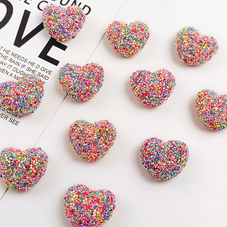 Wholesale Sequined heart-shaped straight hole Acrylic Beads