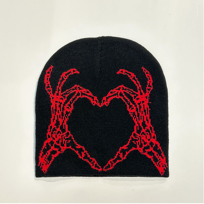 Wholesale 2023 Autumn and Winter New Love Skull Hand Woolen Beanie Knitted Hat