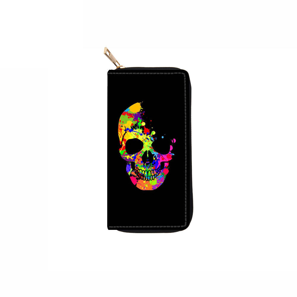 Wholesale Skull PU Long Zipper Wallet Wallet