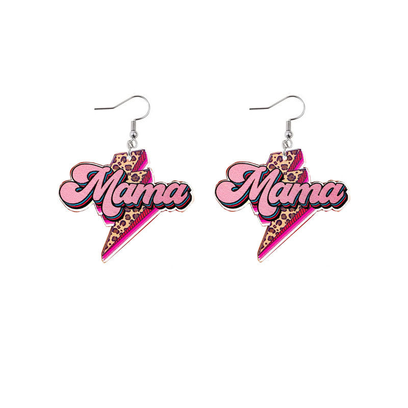 Wholesale Mother's Day Mama Sunflower Wooden Earrings