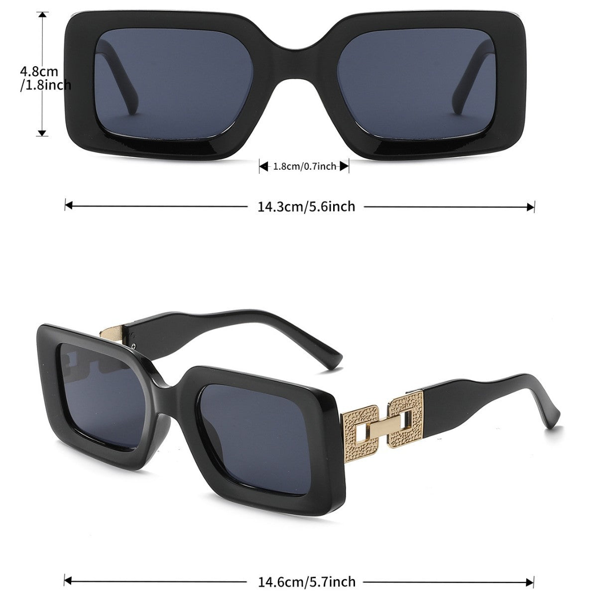 Wholesale Diamond chain rectangular small frame street photography sunglasses